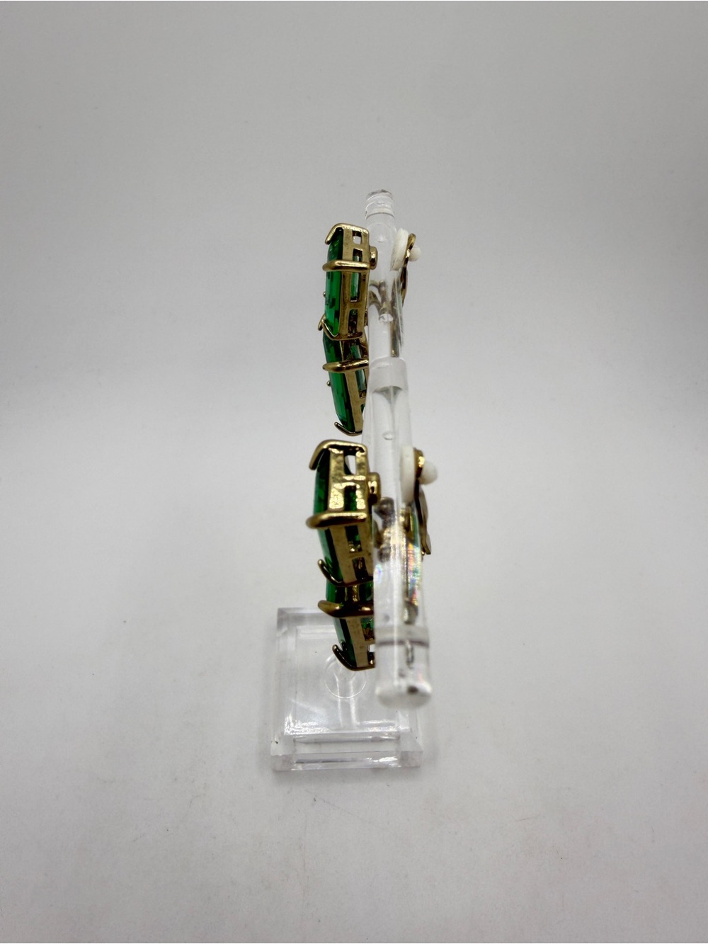 Heidi Daus "HOT ROCKS" Erinite Glass and gold tone CLIP ON earrings! - Picture 5 of 14